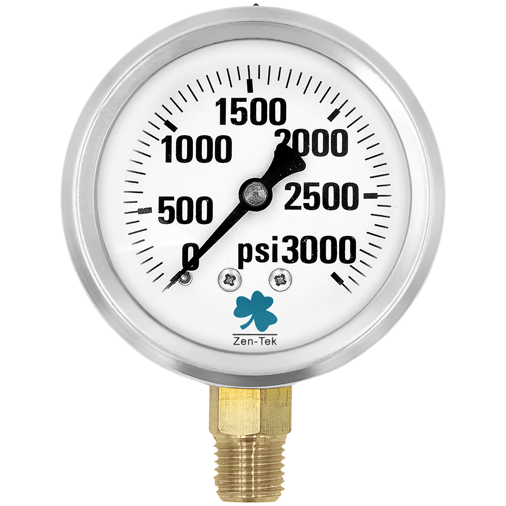 (image for) Zenport Zen-Tek Pressure Gauge LPG3000 Liquid Glycerin Filled Pressure Gauge 0-3000 Psi